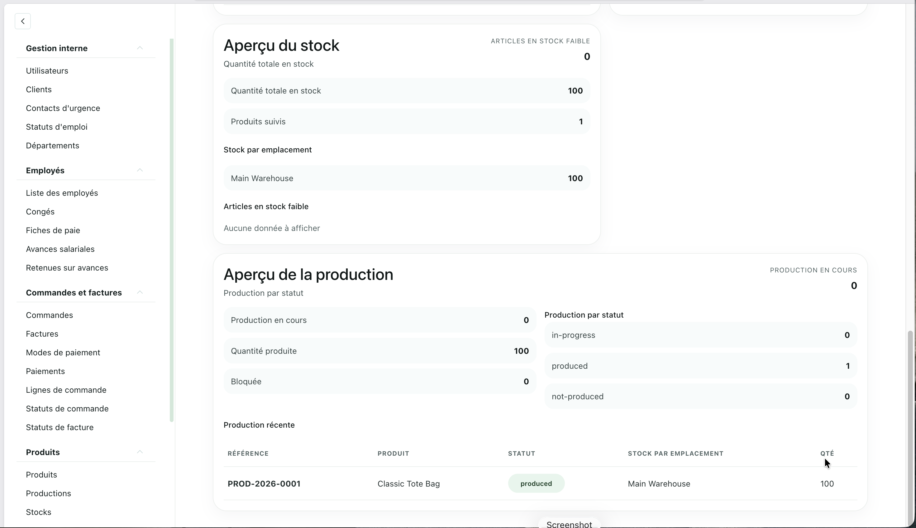 Aperçu de l'interface Management CRM 5